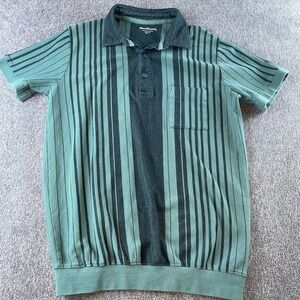 Vintage Norm Thompson Polo Shirt Mens‎ Green Pockets Banded Waist  70's L